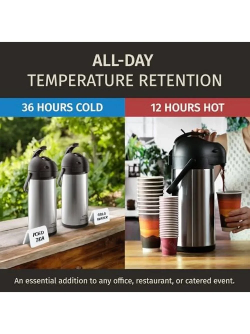 Large 102oz Coffee Carafe with Pump | Hot Water Dispenser Airpot for Parties
